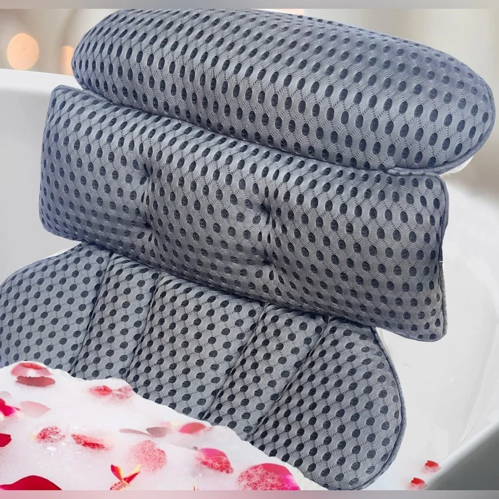 NEW-Luxury Bathtub Pillow  Head,Neck Shoulder & Back Support Relax Bathing Bombs